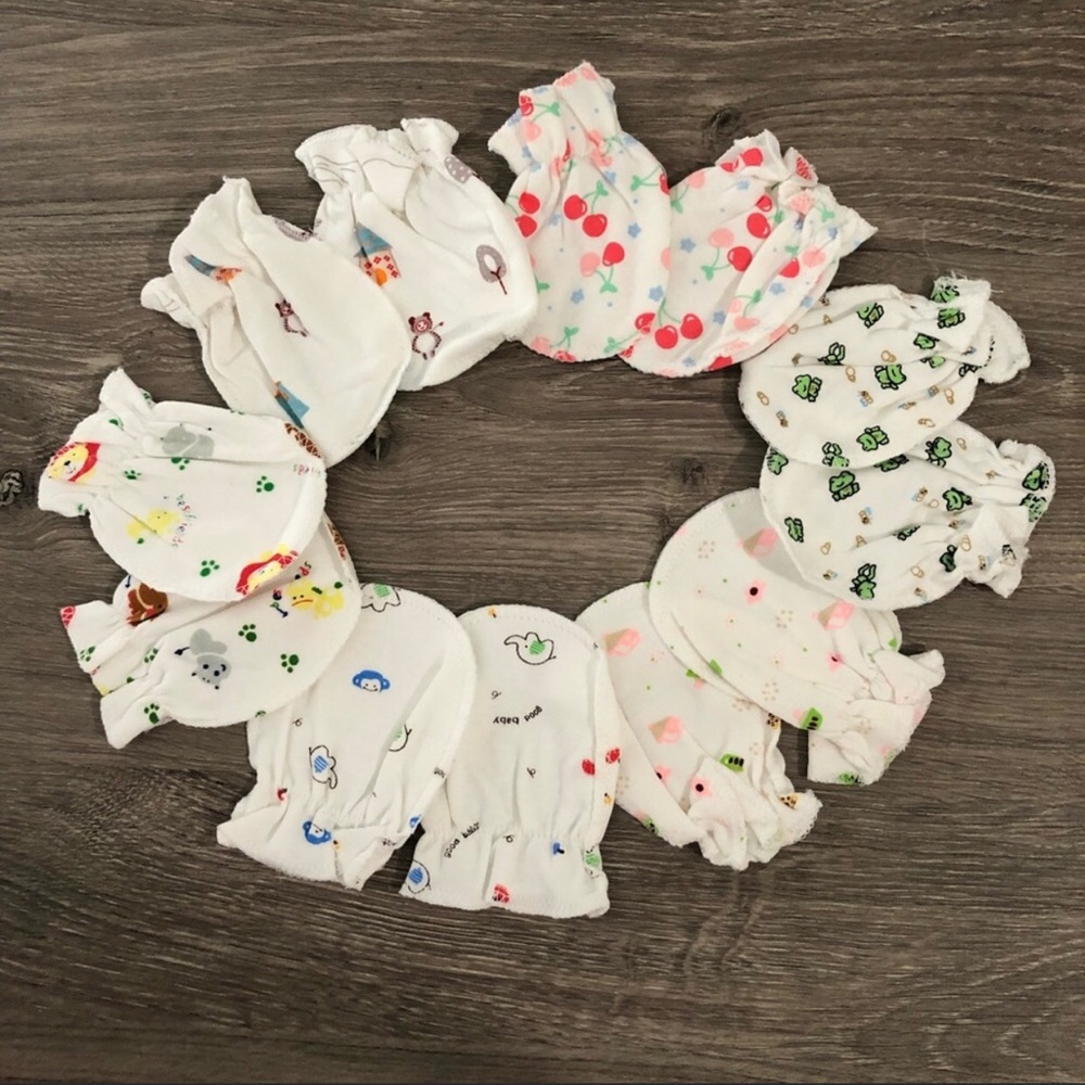 60 pairs baby infant new born cotton hand mitten gloves